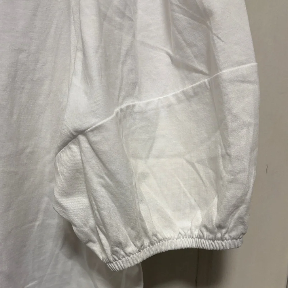 Madewell White V-Neck Puffy Sleeve V-Neck Tee Brand New